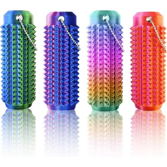 Little Ouchies Pain Fidget (4PCS), Pain Stim Fidget Toy for Adults & Teens, 3D Printed Spiky Grippie Stim Keychain, Sensory Toy for Stress Relief & Focus, Office Workers Novelty Gifts for Men (Laser)