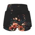 thumbnail image 3 of Lcziwo Womens Athletic Skirt Boho Floral Print High Waist Fitted Skorts Casual Summer Tennis Golf Skirts with Pockets Black,M, 3 of 4