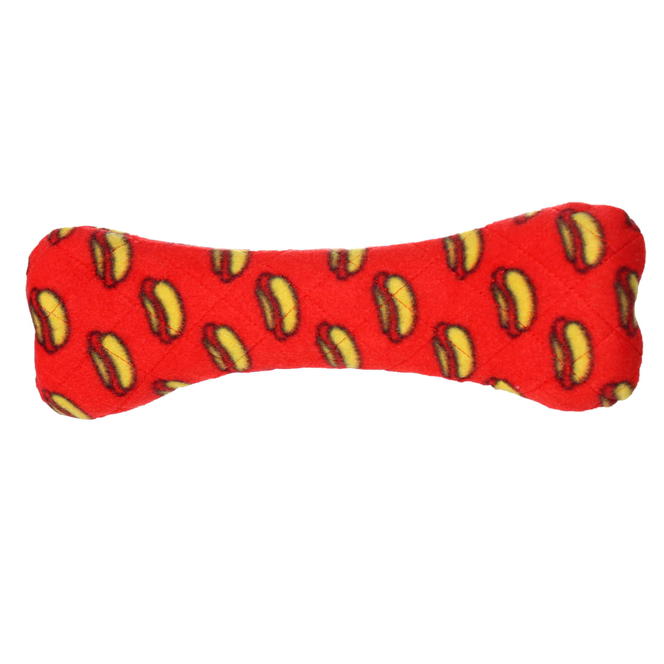 Mighty Bone Red Durable Squeaky Plush No Stuff Dog Toy