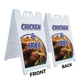 thumbnail image 2 of A-frame Sidewalk Chicken & Fries 24" x 36" Double Sided A-Frame Sidewalk Sign, Includes 2 Installed Vinyl Decals | Foldable Portable White Signicade Sandwich Board Signs, 2 of 5