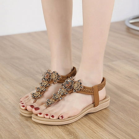 

Lydiaunistar Bohemian Sandals Women s Summer Casual Comfortable Shoes Peep-toe Beach Sandals for Women Brown 8.5()