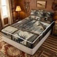 thumbnail image 2 of meiyoeat Vintage Wood Deer Pike Fishing Zipper Full Size Comforter Sets with Fitted Sheet and 2 Pillowcases, Rustic Cabin Pine Tree Zipper Bedding Set, Black Reversible, 4pcs, 2 of 6