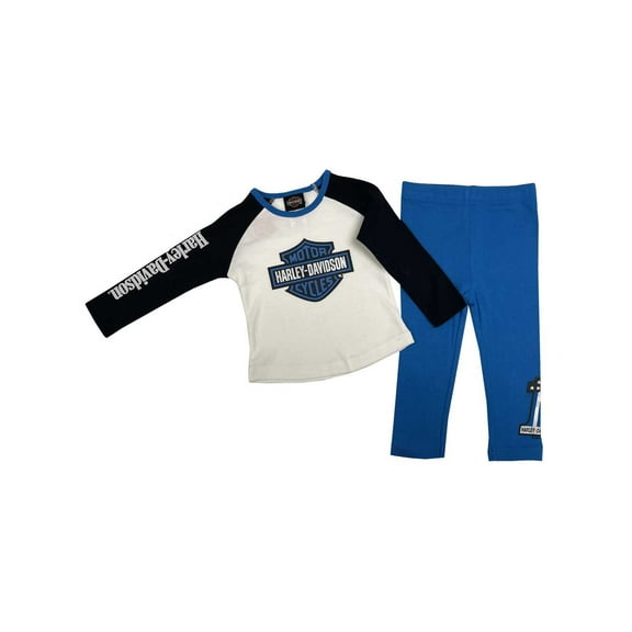 Harley-Davidson Little Girls' Rib Knit Toddler Long Sleeve Tee & Pant Set (2/3T), Harley Davidson