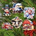 thumbnail image 3 of Designocracy 8090002C-S6 2 x 2 x 0.25 in. American Flag Decorative Wooden Clip-on Ornaments Patriotic Decor, Set of 6, 3 of 11