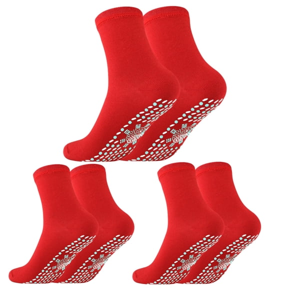 CNEJRHG 3 Pairs Heated Winter Socks Thermal Foot Warmers Breathable Heated Socks for Adults Men Women Outdoor Sports Skiing Red