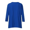 thumbnail image 6 of Otntypg 3/4 Sleeve Flowy Tunic Tops for Women Loose Fit Dressy Casual Summer Cute Blouse Trendy Solid Color Basic Crew Neck T-Shirts to Wear with Leggings Blue XXL, 6 of 7