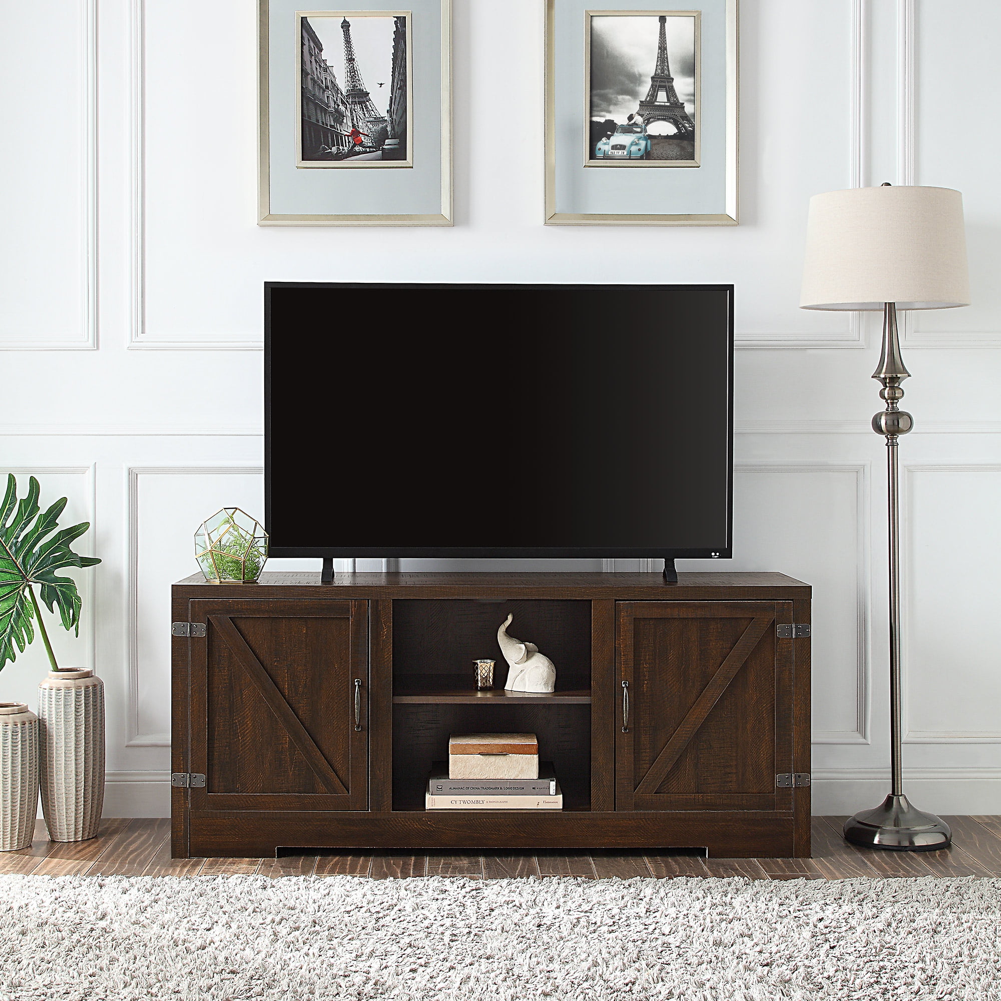 BELLEZE Hilo 58 Inch Barn Door TV Stand Console For TVs Up To 65