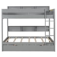 thumbnail image 2 of Harper & Bright Designs Twin Over Twin Bunk Bed with Trundle and Storage, Wood Bunk Beds Frame with Storage Bookcase Shelves for Apartment Dormitory, Gray, 2 of 8