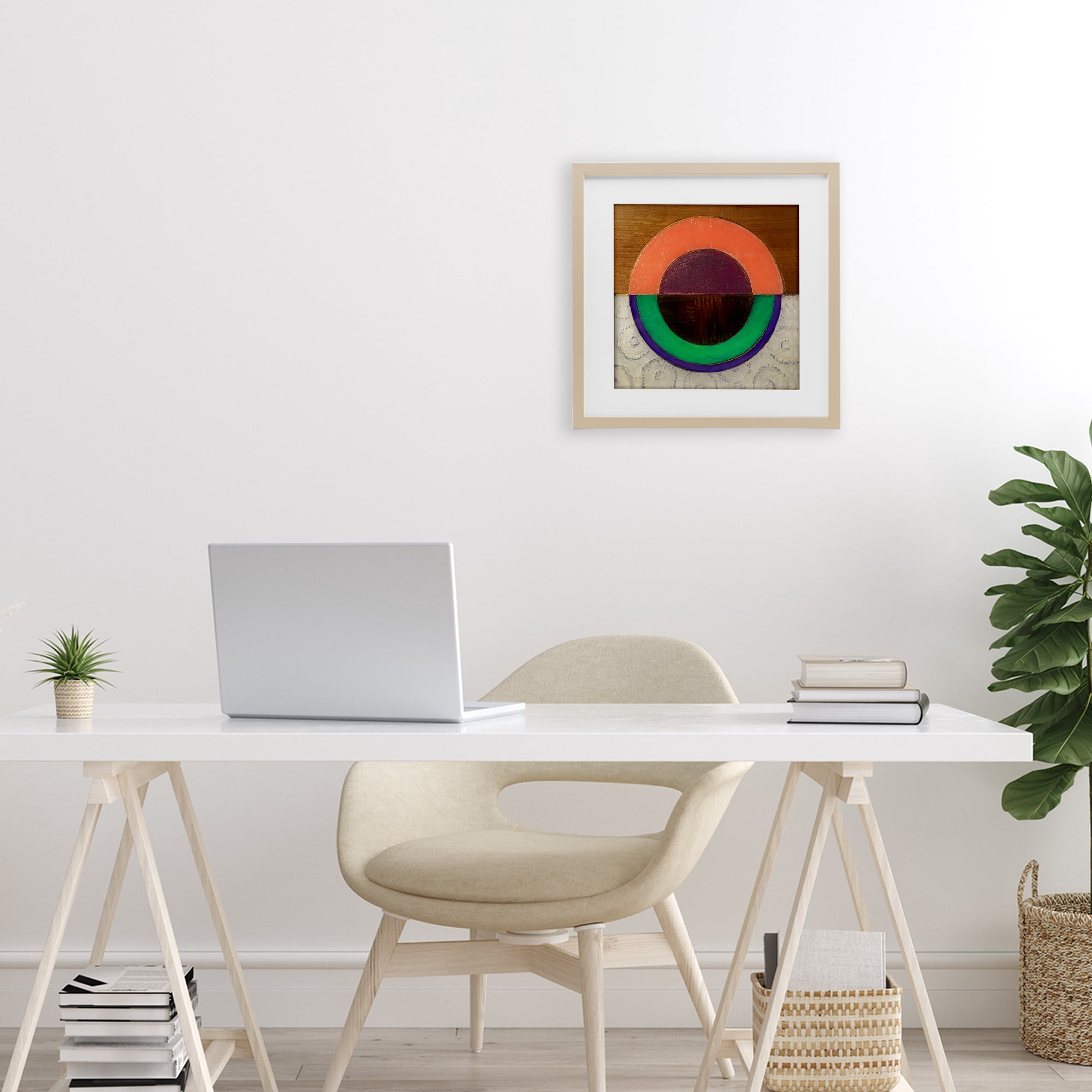 Stupell Industries Horizontal Split Circle Birch Framed Print Under Glass, design by Matthew Finger
