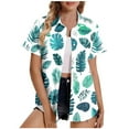 thumbnail image 2 of Gamivast Hawaiian Shirts for Women Fashion Print Summer Tops Floral Tropic Print V Neck T-Shirt Short Sleeve Button Up Tops Soft Cool Beach Shirts Blue XXXL Camisas Para Mujer, 2 of 6