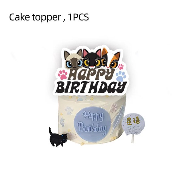 Lindo gato blanco decoraciones para fiesta de cumpleaños, plato, globo, vajilla desechable, suministros para Baby Shower, Fondo de gato personalizable