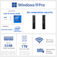 thumbnail image 2 of Lenovo V100q Business Tiny Desktop,Intel N-Series N100, 16GB DDR5, 512GB SSD, Wi-Fi 6, Windows 11 Pro, Black, 2 of 8