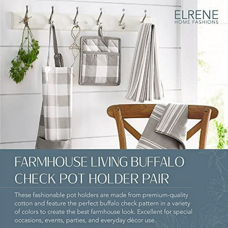 Elrene Farmhouse Living Buffalo Check Oven Mitt Pair - Black/White