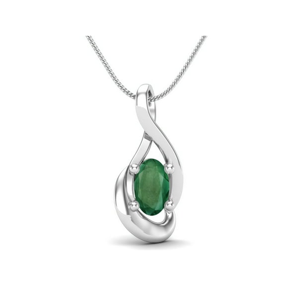 5x3mm Oval Emerald Minimalist Solitaire 925 Sterling Silver Women Valentines Day Gifts Necklace