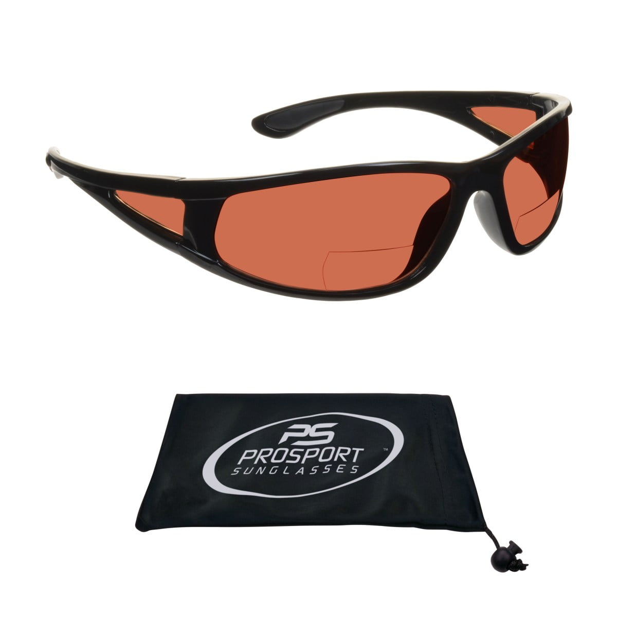 Prosport Bifocal Reading Wrap Sunglasses Side Shield Blue Light Blocking Amber Hd High
