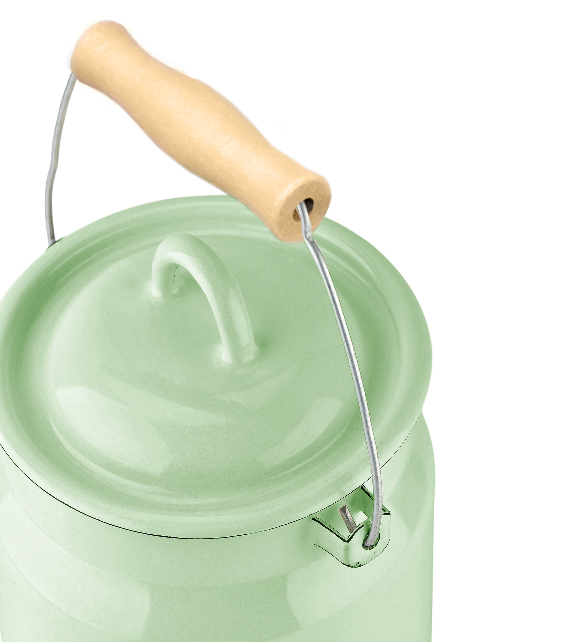Novomoskovsjka Posuda Mint Coolness Enamel Milk Can with Lid 2.1 Qt (2 L) Enameled Steel Milk Canister Kitchen Milk Keeper Milk Bucket Milk Container, Vintage Style, Green