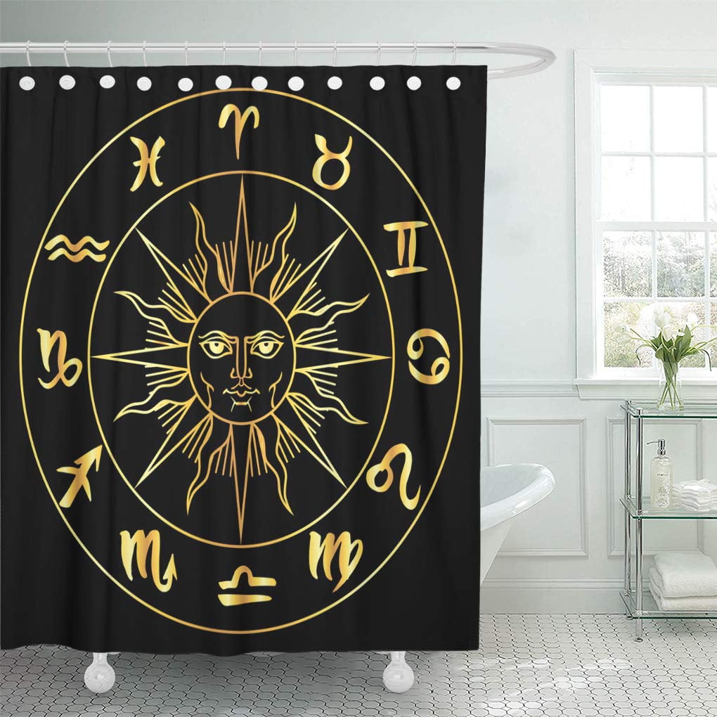 SUTTOM Collection of Zodiac Signs in a Circle Around The Sun Shower Curtain 66x72 inch Walmart