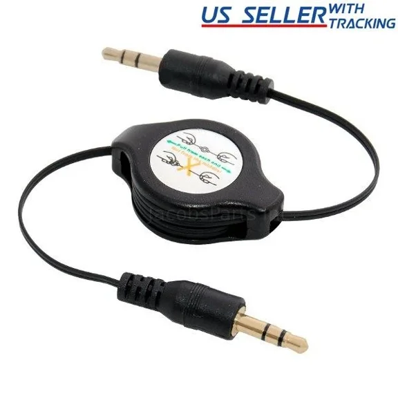 5X Retractable 3.5Mm 1/8" Aux Auxiliary Male Audio Cable (5-Pack)
