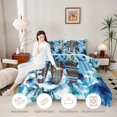 thumbnail image 3 of Castle Fairy Watercolor Floral Surfboard Full Size Comforter Sets 3-Piece,Rustic Striped Board Layout Bedding Comforter Set,Blue Brown,Grey Reversible,1 Comforter and 2 Pillowcases, 3 of 6
