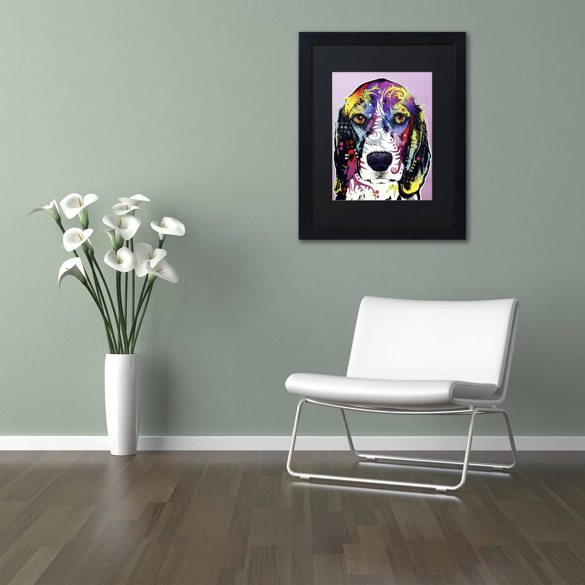 Trademark Fine Art "4 Beagle" Canvas Art by Dean Russo, Black Matte, Black Frame
