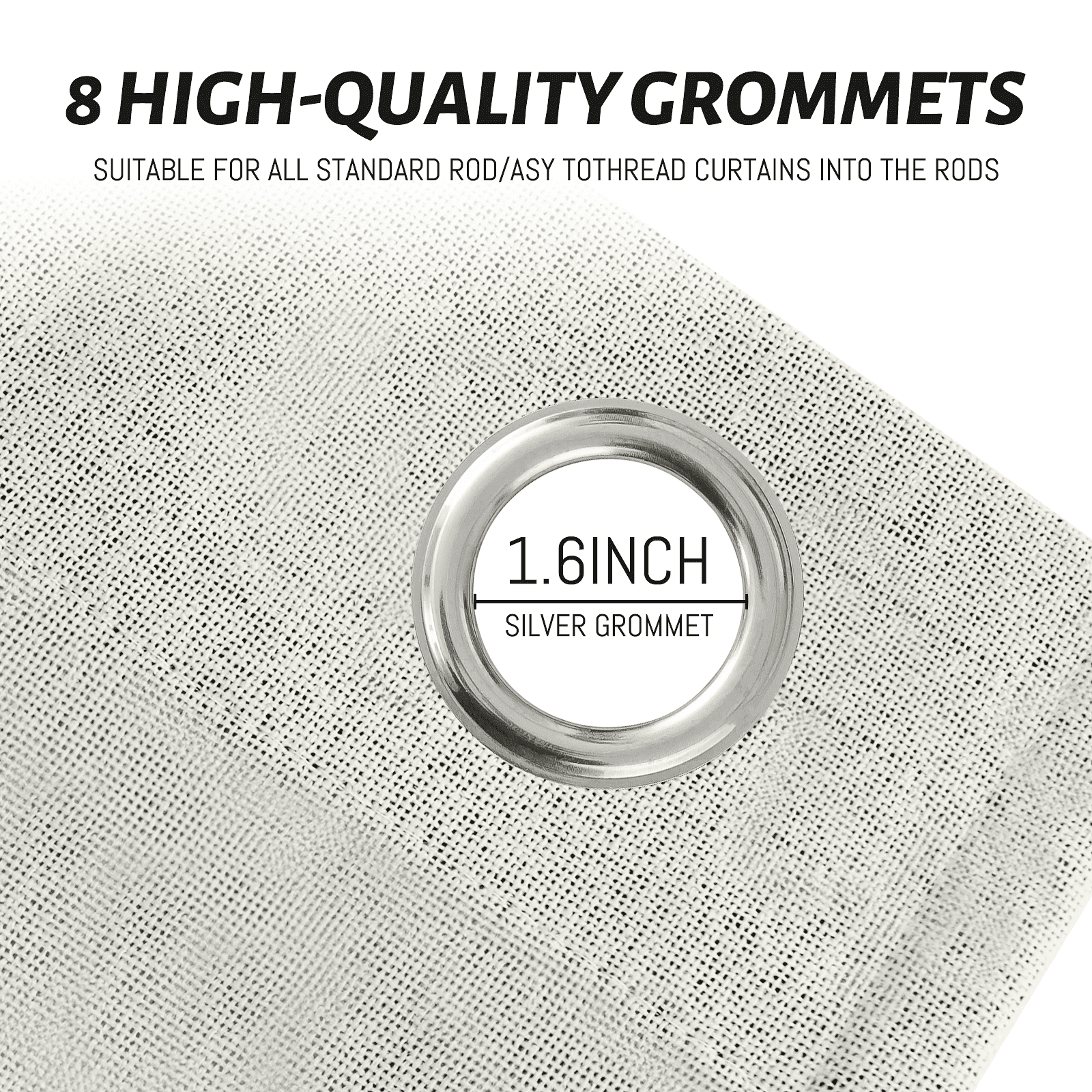 Yakamok 100% Blackout Cream Linen Curtains 90 inches Long for Living Room, Room Darkening Textured Curtains for Bedroom with White Liner 2 Panels