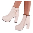 thumbnail image 3 of NOKIO Women's Chunky Platform Booties Women'S Statement Buckle Ankle Boots Fashion Women's Shoes Breathable High Heels Retro Zipper Short Boots Women'S Stylish Block Heel Ankle Boots, 3 of 9