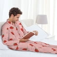 thumbnail image 4 of Salouo Cute Strawberry C Print Button-Front Long Sleeve Pajama Set for Men, Soft 2Pjs Men's Long Sleeve Sleepwear -XX-Large, 4 of 7