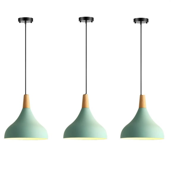 JLOWCO 3 Light Pendant Lighting for Kitchen Island Farmhouse,led Hanging Over Dining Table Ceiling Lights for Kitchen,Farmhouse Pendant Lights Kitchen Island Green (LED Bulb Include)