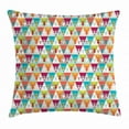 thumbnail image 1 of Indie Throw Pillow Cushion Cover, Triangles Pattern with Deer Elk Portraits Geometric Colorful Funky Hipster Tile Urban, Decorative Square Accent Pillow Case, 24 X 24 Inches, Multicolor, by Ambesonne, 1 of 2