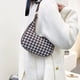 thumbnail image 3 of Bolso de hombro retro de cuadros para mujer | Bandolera de piel sintética con forma de media luna | Correa ajustable para uso diario y viajes | Tamaño compacto con solapa y múltiples bolsillos, 3 of 9