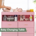 thumbnail image 4 of Modern Baby Dresser with LED Lights, Changing Table, 6 Drawers & Power Outlet, Black Storage Solution for Nursery, 4 of 7