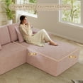thumbnail image 5 of Lunale 104" Cloud Sectional Sofa with Right Chaise, Oversized Modular L-Shaped Couch, Plush Corduroy Sleeper Couch for Living Room, No Assembly Required, Pink, 5 of 9