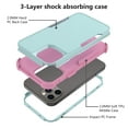 thumbnail image 3 of Apple iPhone 13 Pro Max Case , iPhone 13 Series Rugged Rubber Durable 3 in 1 Cover , Phone Case for Girl Men Women Cute (Teal+Pink), 3 of 7