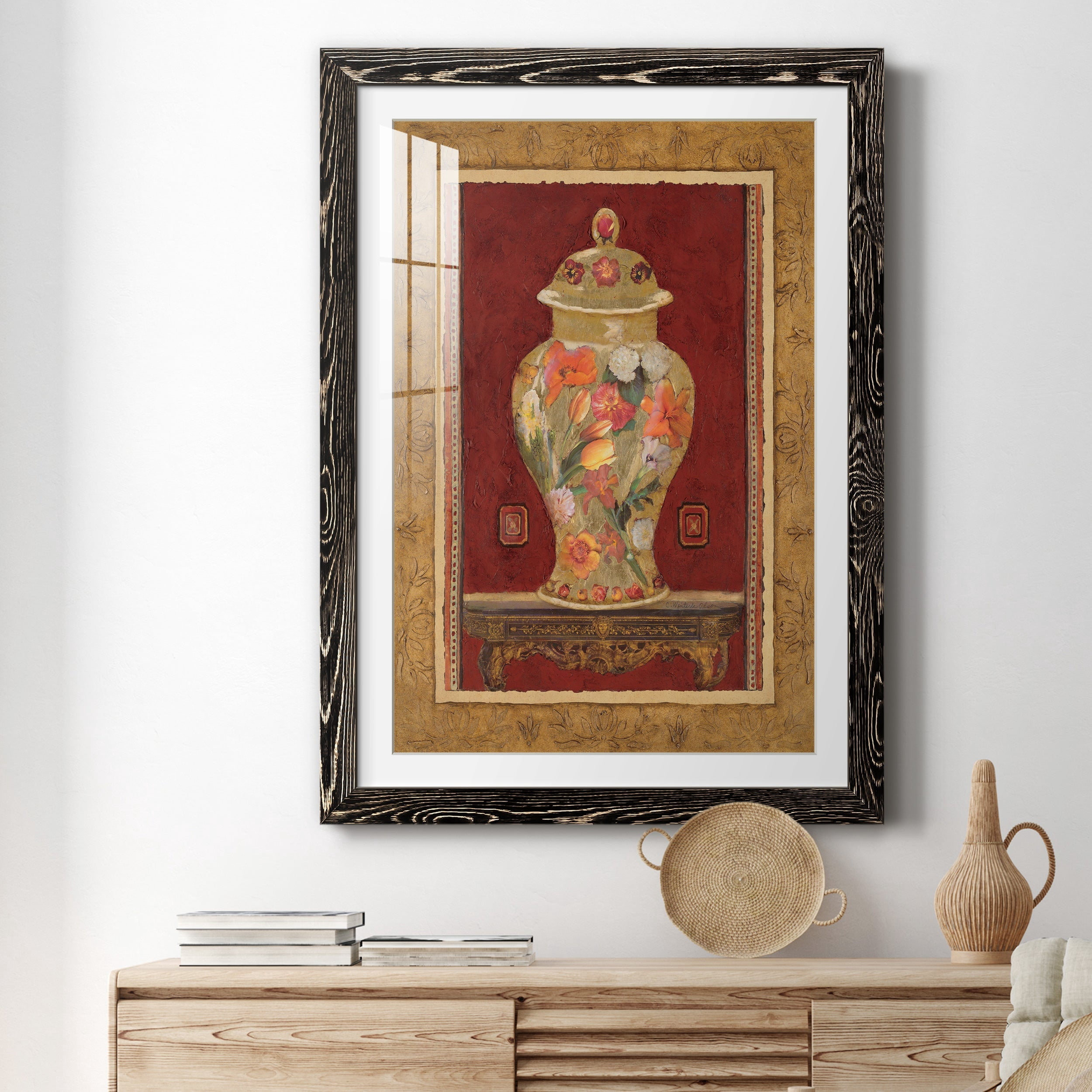 Romantic Urn II - Premium Framed Print - Distressed Barnwood Frame - Ready to Hang