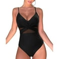 thumbnail image 5 of ZZwxWA Women One Piece Swimsuits Belly Control Bathing Suits Cutout Mesh Front Cross Swimwear, 5 of 5