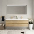 thumbnail image 5 of 72" Bathroom Vanity With Sink, Floating Storage Cabinet. Natural Oak, Stone Resin Countertop, Soft Close Drawers, Substantial Volume, U-shape Drain, Invisible Handle, E1 Grade Panels Sink , Oak, 5 of 6