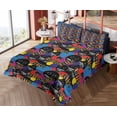 thumbnail image 4 of Ambesonne Emoji Fitted & Top Sheet Set with Shams, Retro Fun and Smiling Faces, Black Mustard Scarlet, 4 of 5