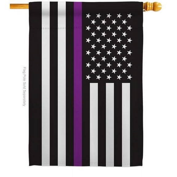 Americana Home & Garden H140922-BO 28 x 40 in. US Thin Purple Line House Flag with Armed Forces Service Double-Sided Decorative Horizontal Flags Decoration Banner Garden Yard Gift