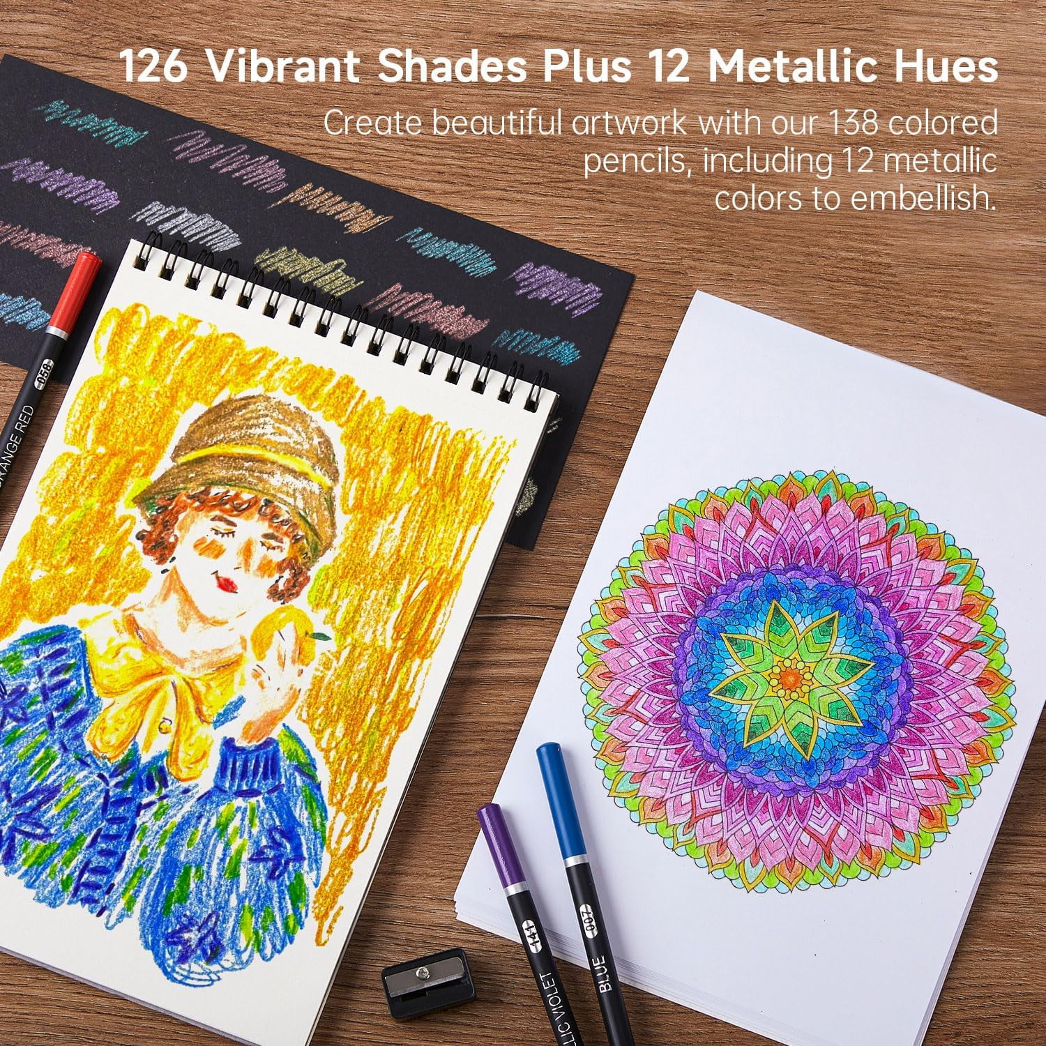 Shuttle Art 138 Crayon de Couleurs Professionnels, Crayons de Couleur de  138 Couleurs Uniques avec 1 Livre de Coloriage,1 Bloc de Croquis, Idéal  pour Dessin,Esquisse,Coloration,Amateurs,Professionnels : :  Fournitures de bureau