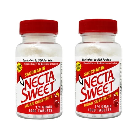 Necta Sweet Saccharin Sugar Substitute 1/4 Grain, 1000 Tablets - 2 Pack