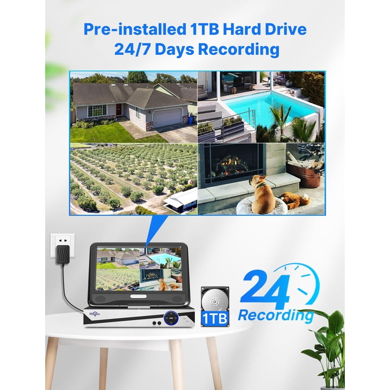 Hiseeu Security Camera System with 10.1'' Monitor 10CH 1TB Hard