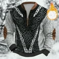 thumbnail image 2 of Mens Midweight Quarter Zip Pullover Lined Crewneck Sweater With Norse Mythology Warm Inner Layer Winter Wear Clothes, 2 of 3