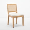 thumbnail image 3 of GAKMCIL Farmhouse Rattan Linen fabric Dining Chairs, Modern Kitchen & Dining Room Chairs, Cane Upholstered Kitchen Side Chair with Natural Hardwood Frame, Weight Capacity:300lb, Beige (Set of 2), 3 of 15