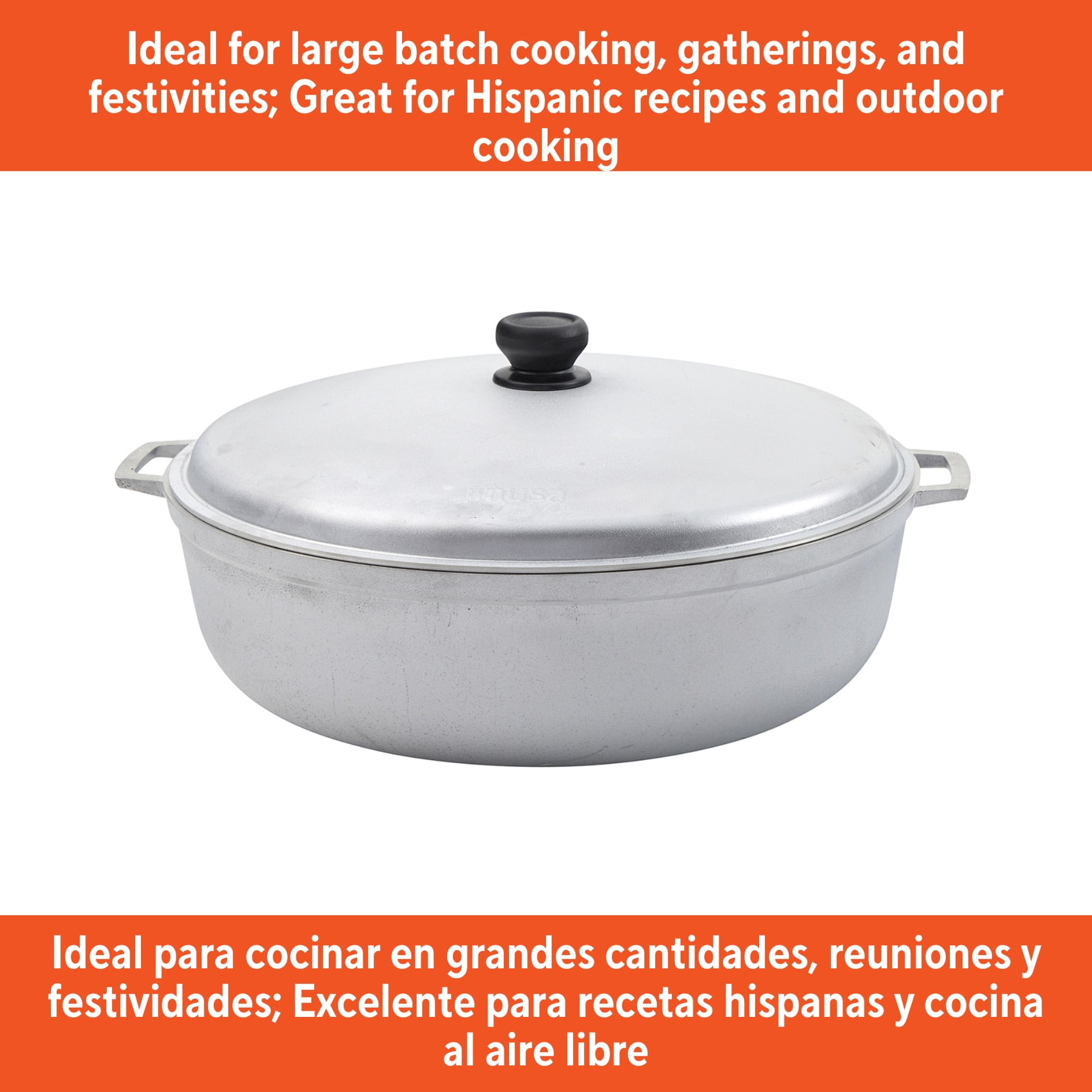 (2 pack) IMUSA 27qt Cast Aluminum Caldero - 50cm