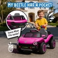 thumbnail image 4 of 12V Ride on Toys, Licensed Volkswagen Beetle Powered Ride on Cars with Remote Control, Bluetooth, Music, USB Ports, LED Lights, 4 Wheels Suspension, Electric Car for Kids Boys Girls Ages 2-5, Pink, 4 of 9