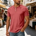 thumbnail image 5 of Henley Style for Mens T Shirt Casual Short Sleeve Summer Tee Lightweight Loose Fit Button Neck Pullover Top Daily T-Shirts, 5 of 6