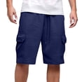 thumbnail image 1 of Mens Soild Color Shorts Casual Cargo Shorts Elastic Waist Drawstring Summer Beach Shorts, 1 of 4
