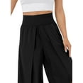 thumbnail image 3 of FASHIONWT Woven Front Slit Trousers Wide Leg Flowy Women Pants, 3 of 4