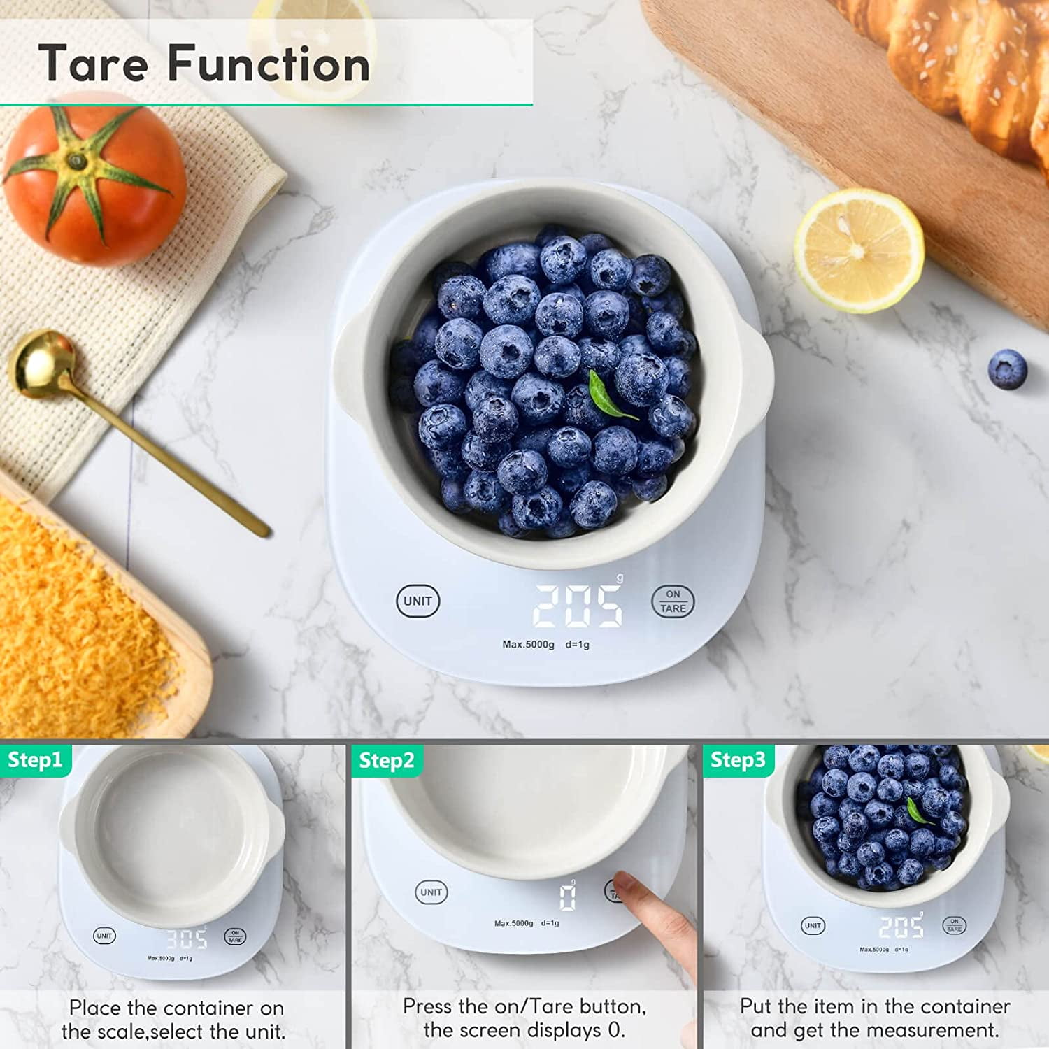 Arboleaf Smart Food Scale, 22lb Digital Food Scale with Nutritional Calculator & App,White
