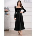 thumbnail image 4 of IDOPIP Women's Fall Floral Corset Dress Long Sleeve Satin Maxi Dress Elegant Wedding Guest Dresses, 4 of 8